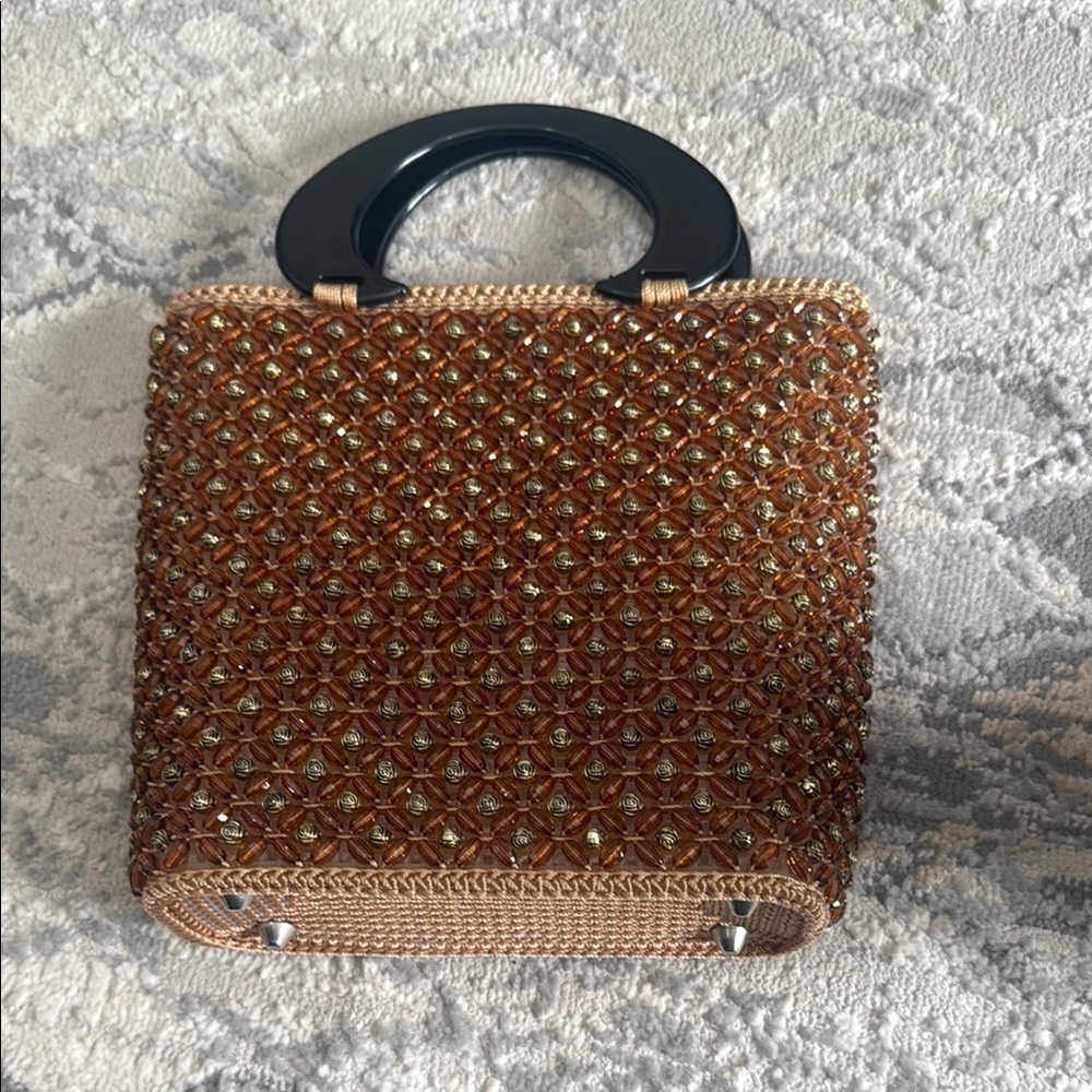 Elegant Brown Beaded Handbag - Picture 1 of 4